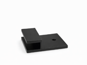 Glass Shelf Bracket - Square 50mm x 69mm x 18mm with Vertical Leg - Matt Black